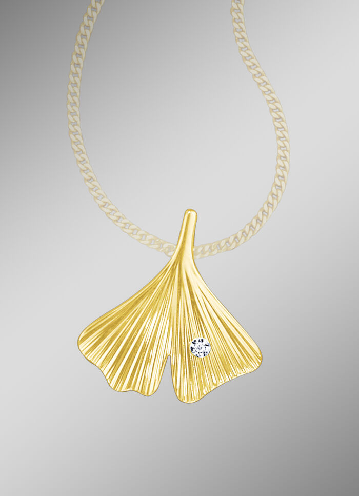 Glücksbringer Anhänger «Ginkgo-Blatt» mit Brillant 