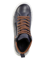 Gemini Schnür-Bootie aus weichem Rind-Nappaleder MARINE-COGNAC