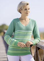 Pullover mit Ringeldessin JADEGRÜN-MULTICOLOR