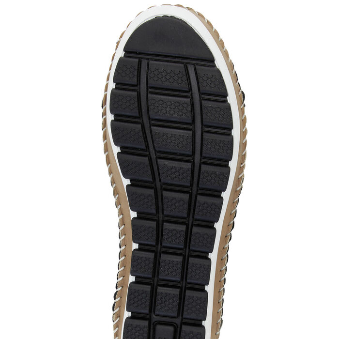 Gemini, klassische Damen-Slipper, Weite G, mit herausnehmbarem Fussbett SCHWARZ-TAUPE