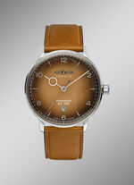 Zeppelin-Quartz-Herrenuhr mit Edelstahlgehäuse und Lederband 