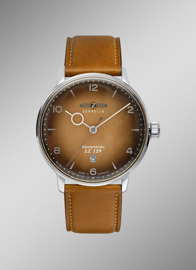 Zeppelin-Quartz-Herrenuhr mit Edelstahlgehäuse und Lederband 
