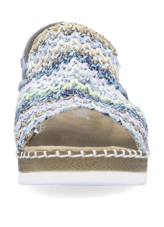 Rieker, sommerliche Damen-Sandalen, mit seitlichen Elastik-Bandagen HELLBLAU-BUNT