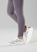 ELENA EDEN Sneaker aus Nappaleder und luftigem Textil in Netzoptik WEISS-SILBER