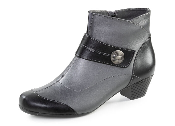 ELENA EDEN, elegante Damen-Stiefeletten, Weite G, mit herausnehmbarem Fussbett ALTSILBER-SCHWARZ