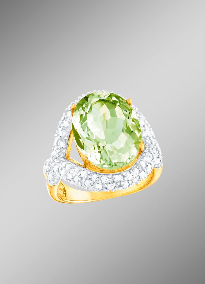 Strahlend sch&ouml;ner Damenring mit echt Amethyst und echt Weisstopas 