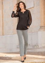 Shirt mit langen Chiffon&auml;rmeln SCHWARZ