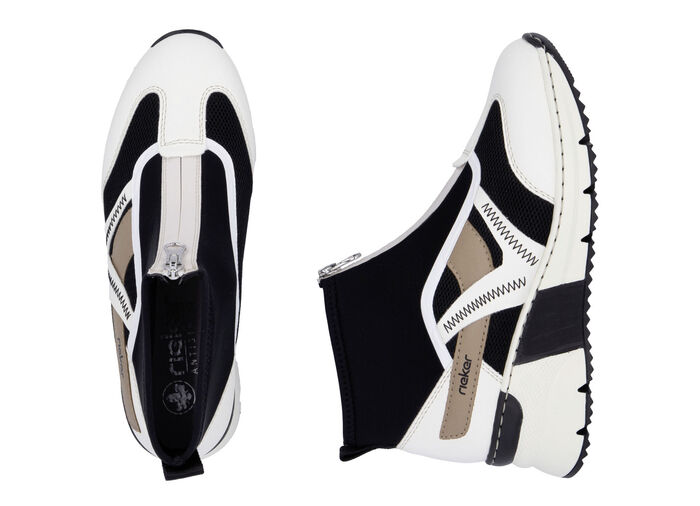 Rieker Bootie mit Schaft aus elastischem Textil CREME-SCHWARZ-BRAUN