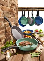 &bdquo;GSW&ldquo; Pfannen-Set &bdquo;Rainbow&ldquo; aus hochwertigem Aluminiumguss BLAU