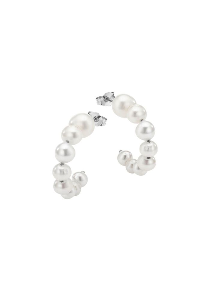 Elegante Creolen mit S&uuml;sswasser-Zuchtperlen 