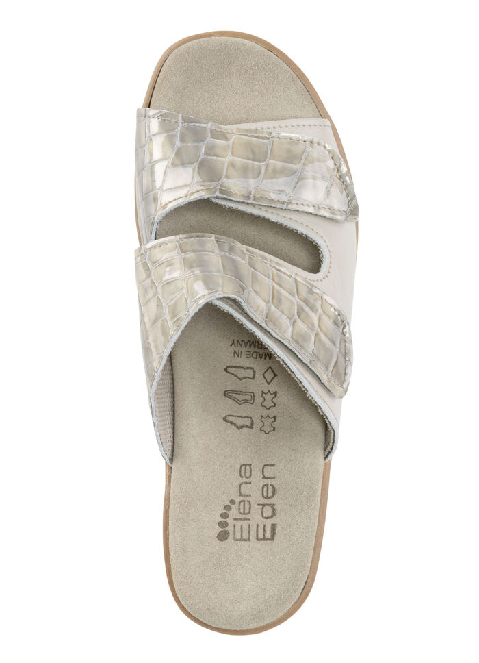 ELENA EDEN Pantolette aus krokogeprägtem Lack- und Nappaleder BEIGE