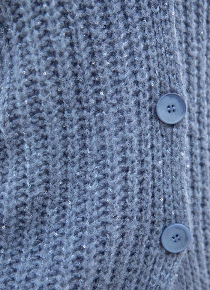Strickjacke mit Paillettengarn JEANSBLAU MELIERT