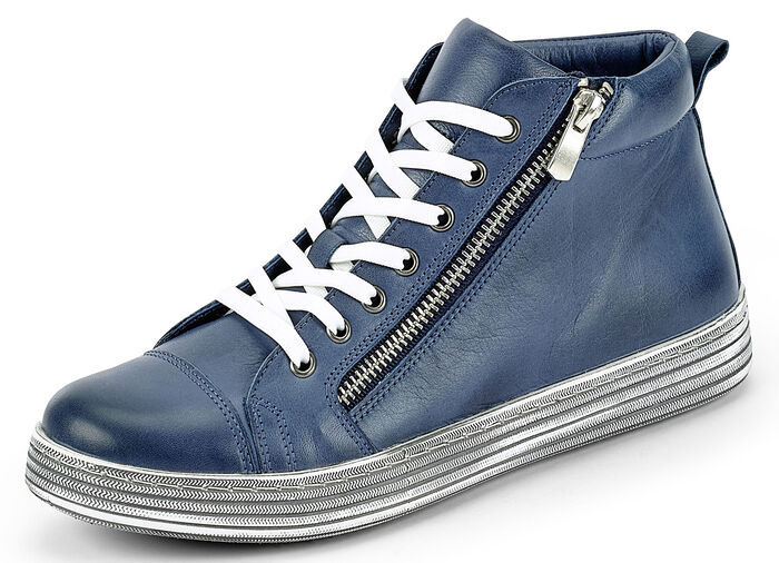 Gemini Schnür-Stiefelette mit praktischem Seitenreissverschluss JEANSBLAU