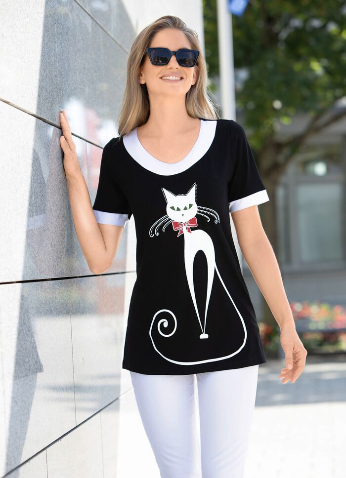 Longshirt mit Katzen-Motiv 