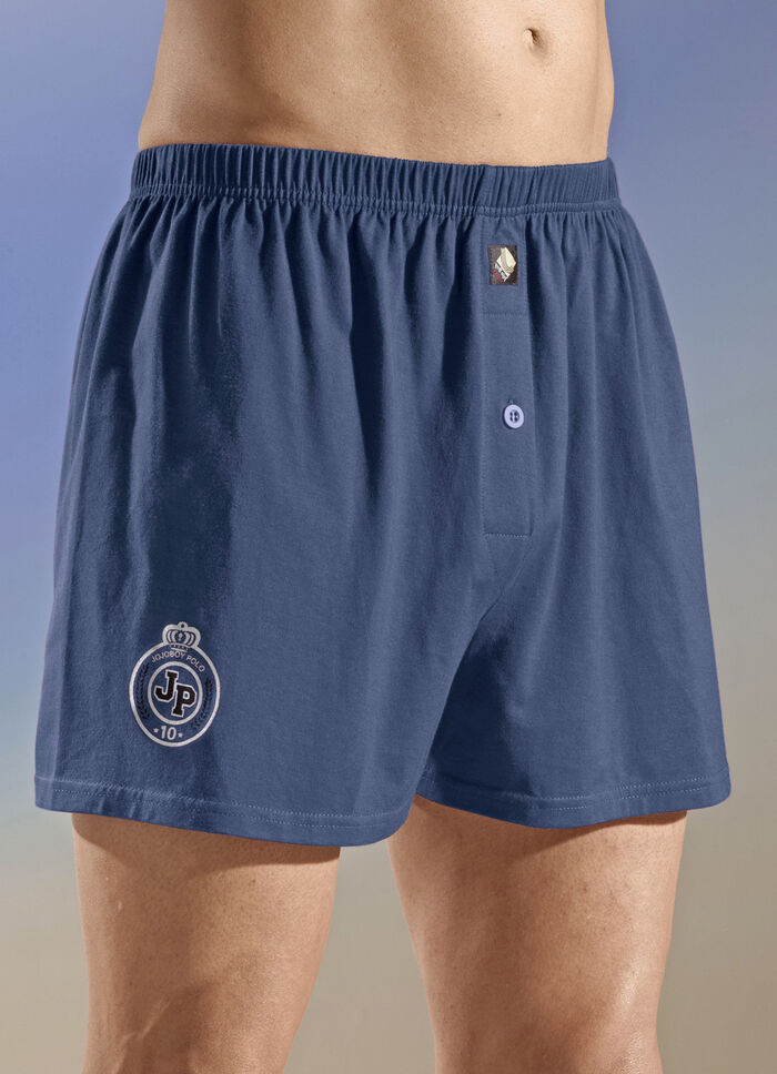 Viererpack Boxershorts, uni mit Druckmotiv 