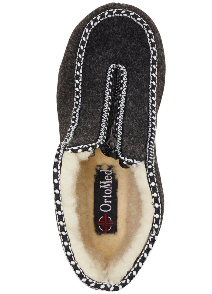 Warme Damen-Hausschuhe, Weite H, mit Reissverschluss 