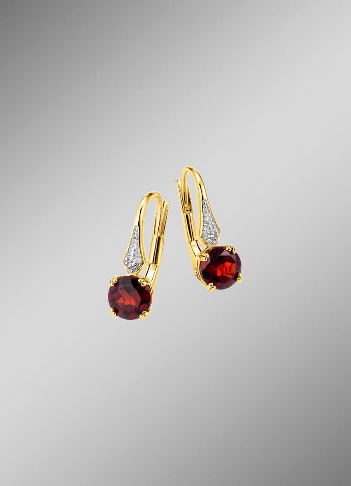 Ohrringe mit echtem Wei&szlig;topas und echtem Granat 