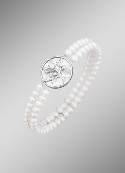 Elastisches 2-reihiges Armband mit Süsswasser-Zuchtperlen 