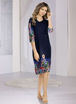 knielanges Nachthemd von Laurina mit Bord&uuml;rendruck 