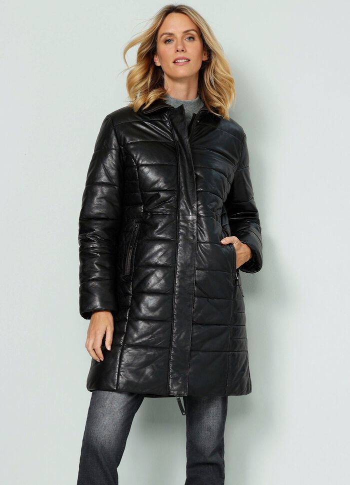 Lederkurzmantel mit Innentasche 