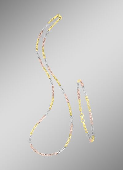 Elegante Garnitur in Tricolor, mit Karabiner  Elegante Garnitur in Tricolor, mit Karabiner