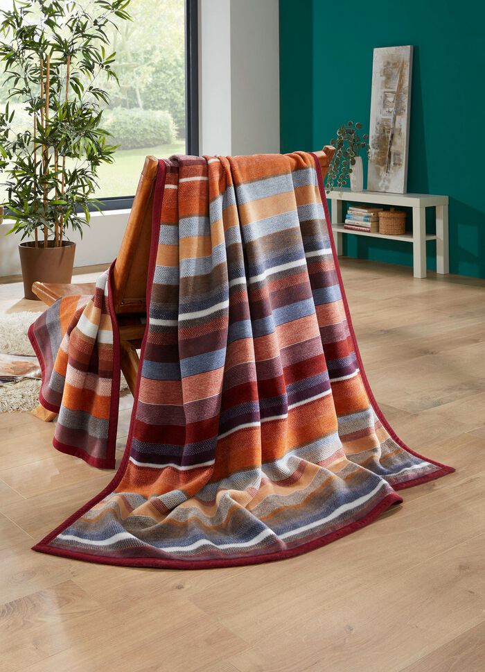 Schlafdecke mit Veloursbandeinfassung MULTICOLOR