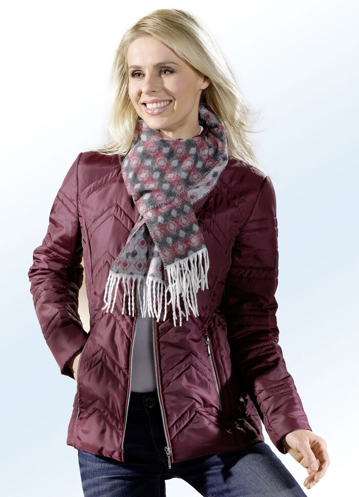 Jacke mit seitlicher Längssteppung BURGUND-SCHWARZ