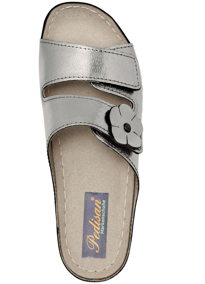 Pantolette mit Leder-Tieffussbett ANTIKBRONZE