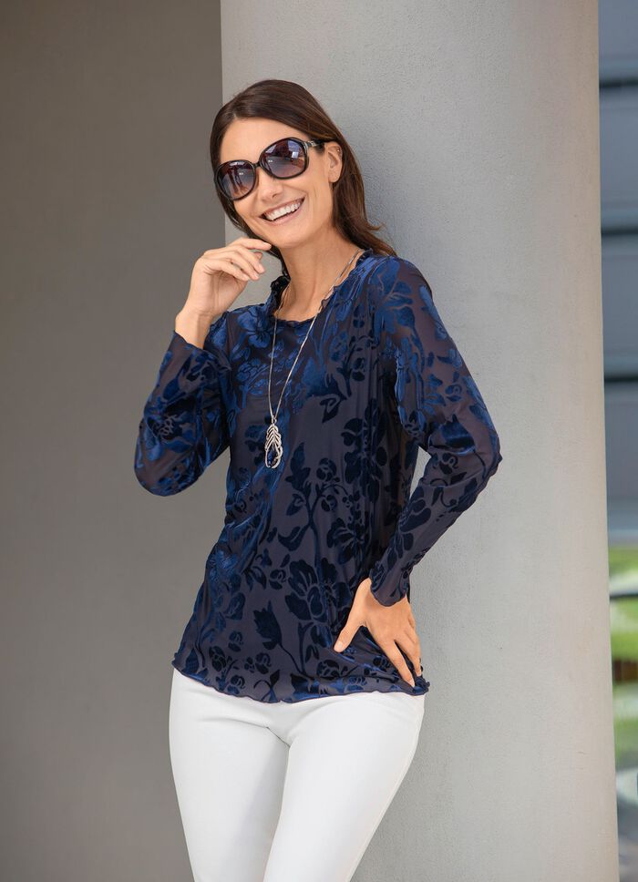 Shirt-Tunika mit Volant-Besatz 