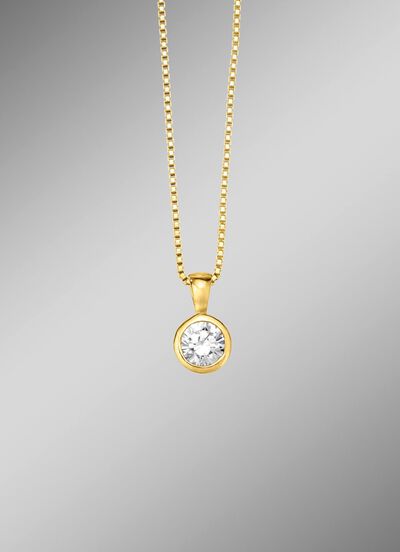 Zarte Eleganz: Anh&auml;nger mit synth. Zirkonia und Veneziakette 