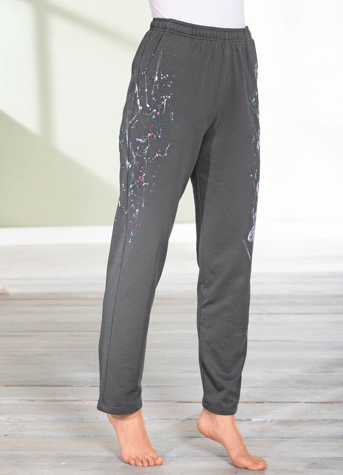 Hose mit tollem Floral Dessin ANTHRAZIT