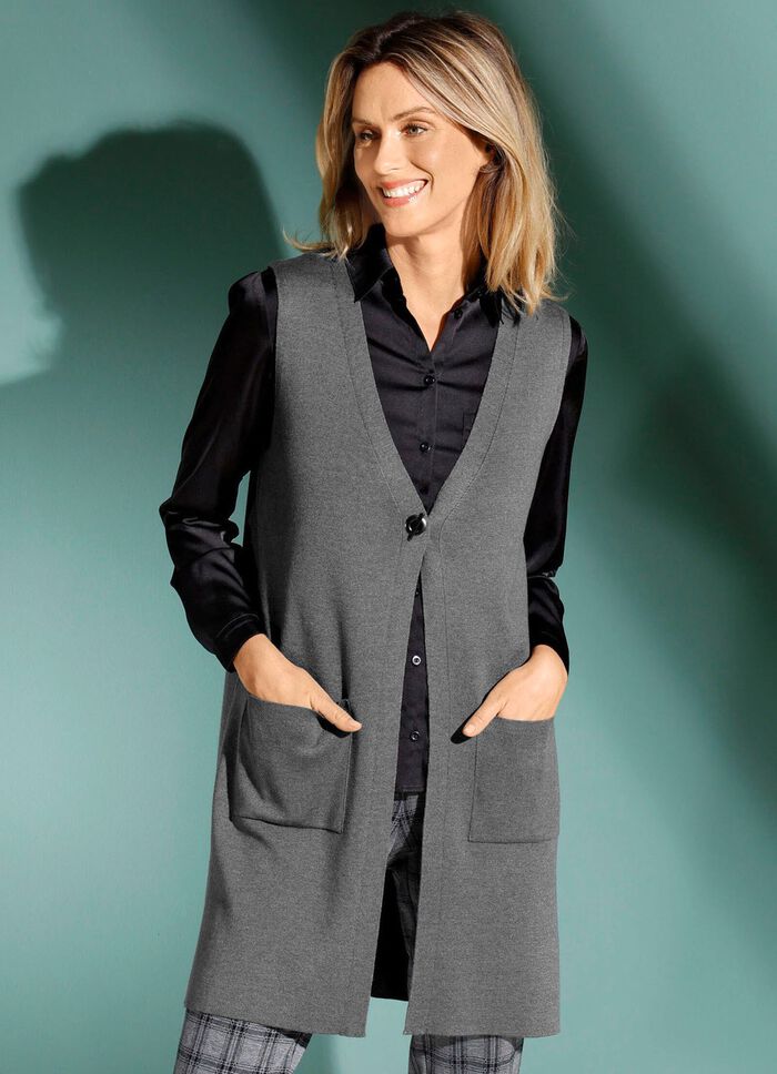 Gilet mit dekorativem Verschluss GRAU MELIERT