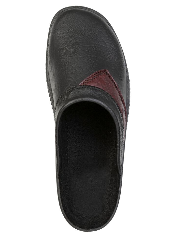 Klassische Herren-Pantoletten, mit anatomisch geformtem Fussbett SCHWARZ-BURGUND