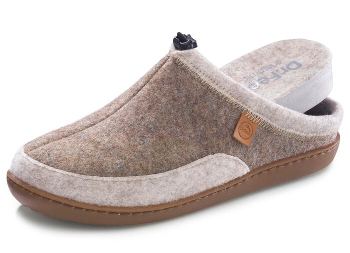 Laurina, klassische Damen-Hausschuhe, Weite H, mit herausnehmbarem Fussbett TAUPE-BEIGE