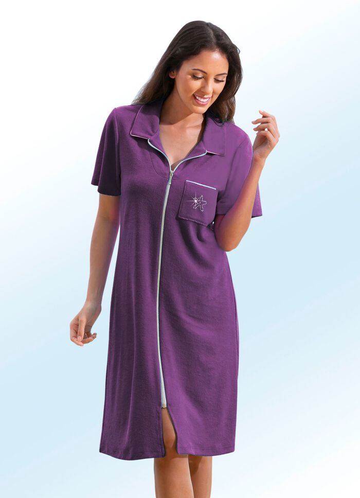 Frottier-Kleid mit durchgehendem Reissverschluss BEERE