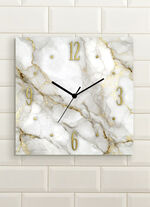 Wanduhr in Marmor-Optik WEISS-GOLD