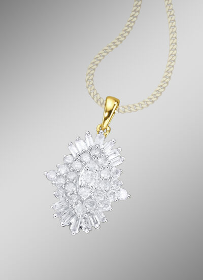 Anhänger mit Brillanten und Baguette-Diamanten 