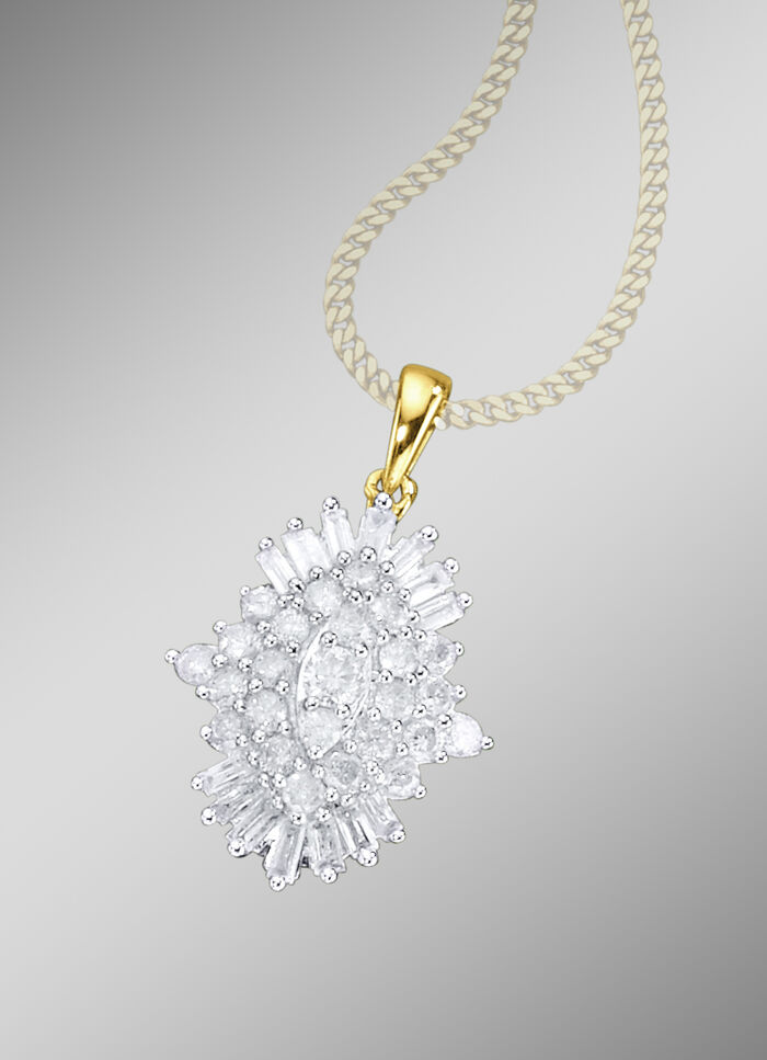 Anhänger mit Brillanten und Baguette-Diamanten 