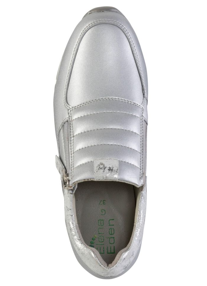 ELENA EDEN Sneaker aus Nappaleder und silbergrau gepr&auml;gtem Veloursleder MATTSILBER