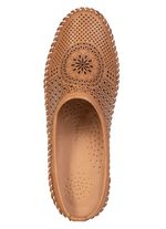 Gemini, sommerlicher Damen-Sabot, Weite G, mit herausnehmbarem Fussbett COGNAC