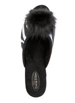 ELENA EDEN Pantolette mit schwarzem Kunstfellpompon SCHWARZ-WEISS