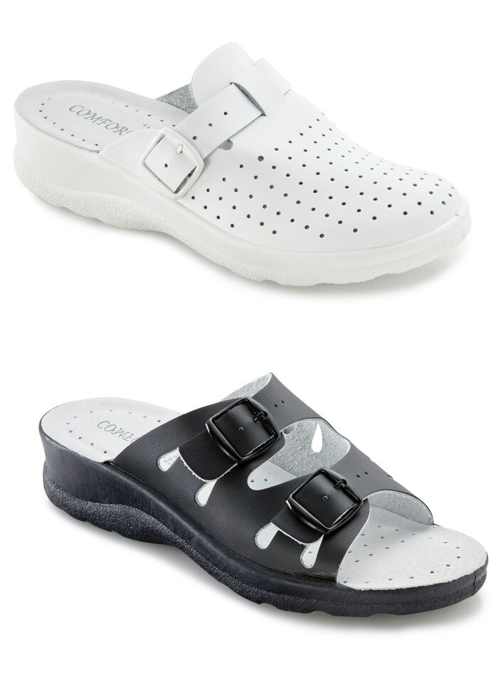 Set: Pantolette in Schwarz und Clog in Weiss SCHWARZ+WEISS