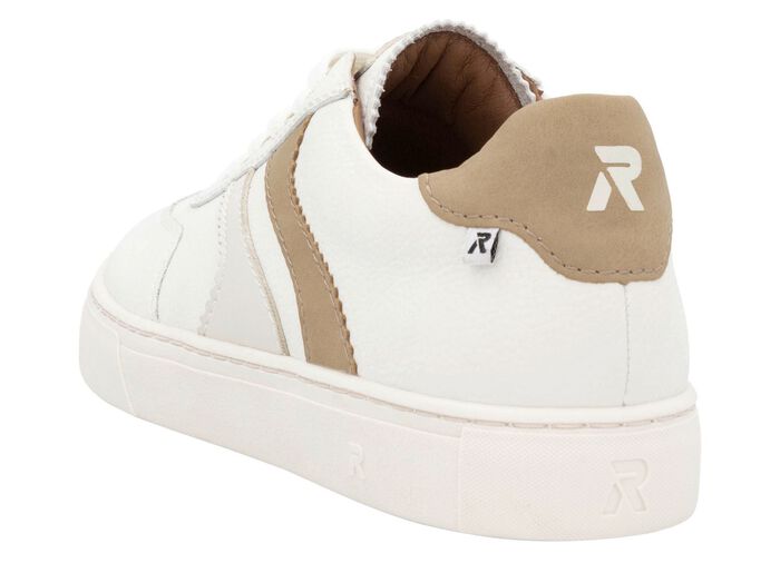 Rieker Sneaker aus weichem Nappaleder WEISS-CAMEL