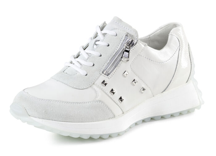 Waldl&auml;ufer Sneaker mit Nietenbesatz WEISS-EISGRAU