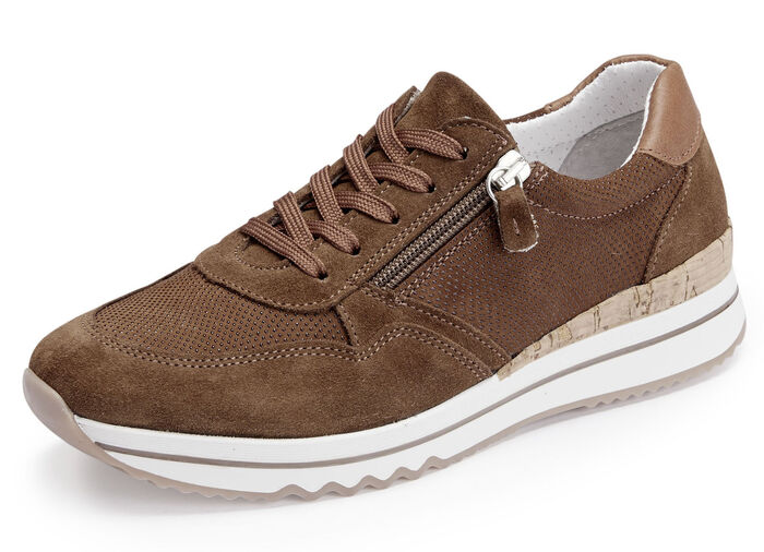 ELENA EDEN Sneaker mit Schnürung und Seitenreissverschluss COGNAC