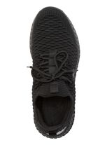 Schn&uuml;r-Sneaker aus strukturiertem Textilmaterial SCHWARZ