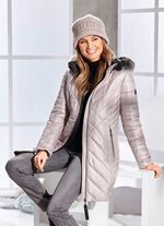 Kurzmantel mit abnehmbarem Kunstpelz-Besatz 