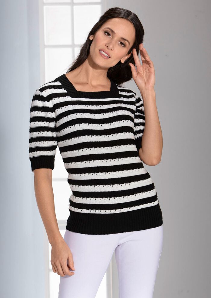 Pulli in Ringeldessin MARINE-WEISS