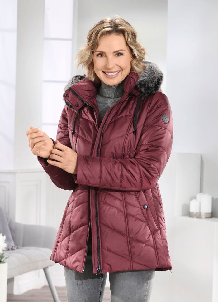 Jacke mit abnehmbarem Kunstpelz-Besatz an der Kapuze 