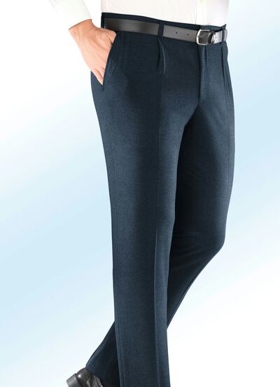 «Klaus Modelle»-Dehnbundhose mit Bundfalten RAUCHBLAU